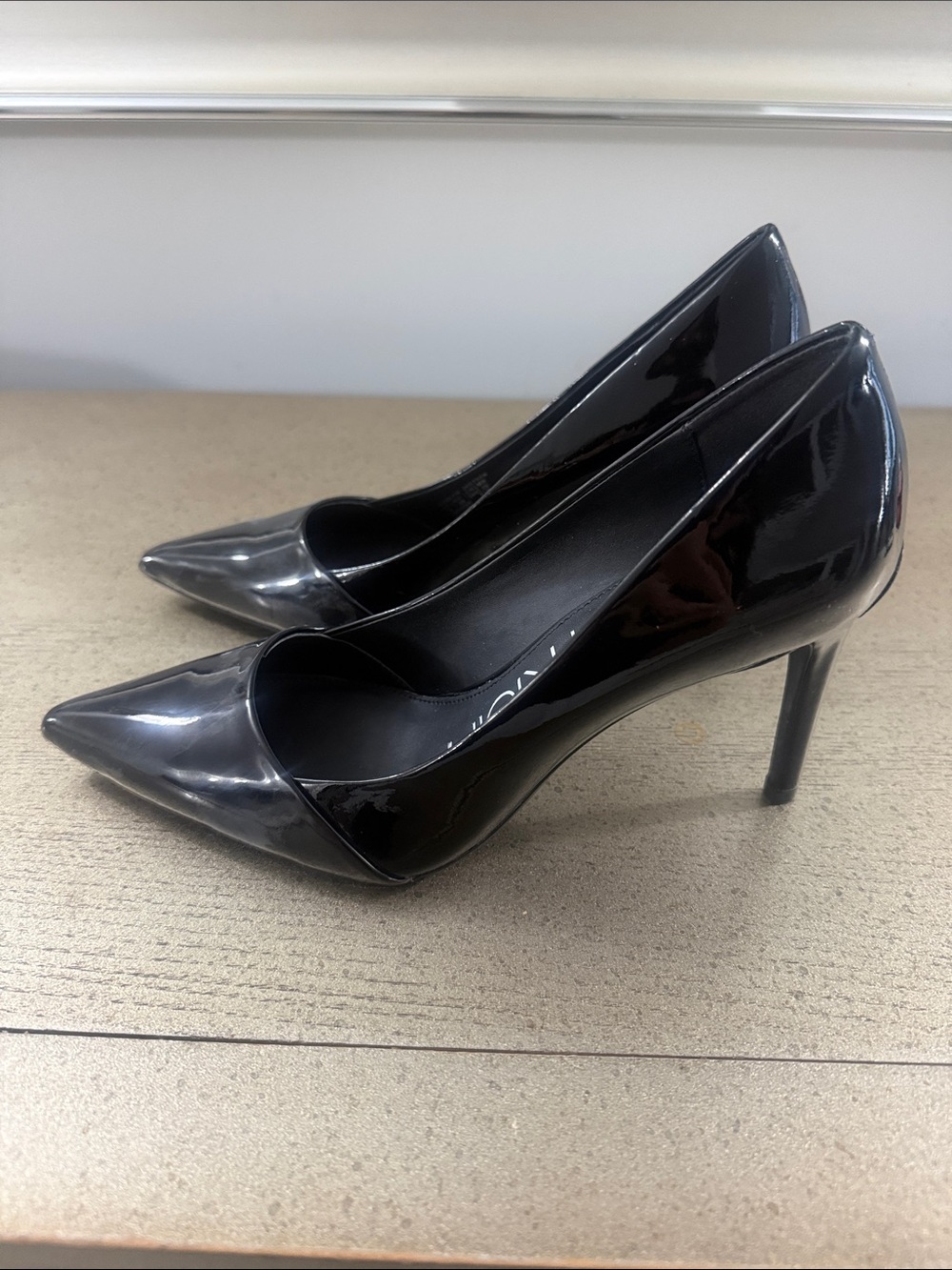 Calvin Klein Black Patent Pointed Pumps - Picture 3 of 6